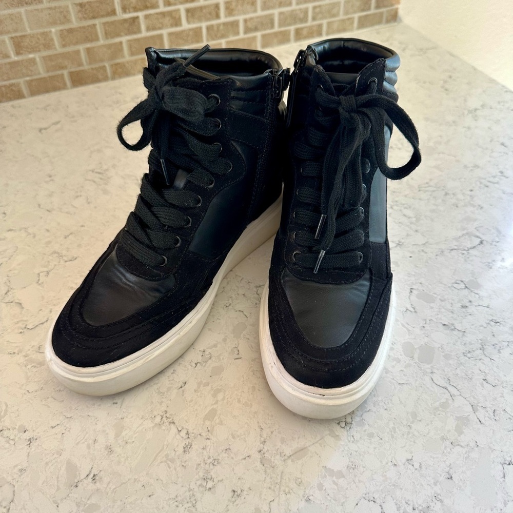 JLO Wedge High-Top Sneakers – Black – Size 6.5 - Picture 3 of 12